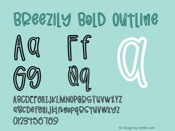 Breezily Bold Outline Version 1.000 Font Sample