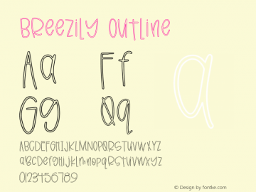 Breezily Outline Version 1.000 Font Sample