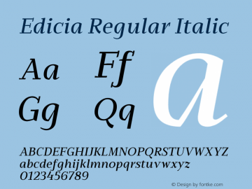 EdiciaRegularItalic Version 1.000 Font Sample