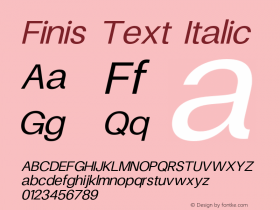 FinisText-Italic Version 1.000 Font Sample