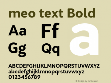 meo text Bold Regular Version 1.000;PS 001.000;hotconv 1.0.70;makeotf.lib2.5.58329 Font Sample