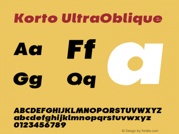 Korto-UltraOblique Version 1.00 Font Sample