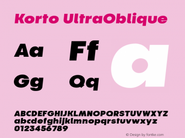 Korto UltraOblique Version 1.00 Font Sample