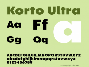 Korto Ultra Version 1.00 Font Sample