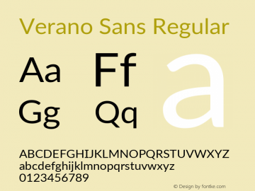Verano Sans Version 3.001;December 28, 2019;FontCreator 12.0.0.2547 64-bit; ttfautohint (v1.6) Font Sample