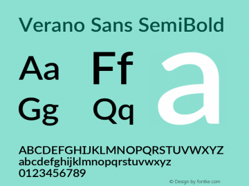 Verano Sans SemiBold Version 3.001;December 28, 2019;FontCreator 12.0.0.2547 64-bit; ttfautohint (v1.6) Font Sample
