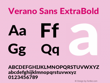 Verano Sans ExtraBold Version 3.001;December 28, 2019;FontCreator 12.0.0.2547 64-bit; ttfautohint (v1.6) Font Sample