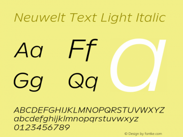 NeuweltText-LightItalic Version 1.00图片样张