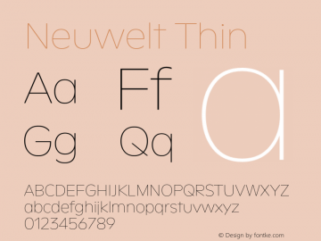 Neuwelt-Thin Version 1.00 Font Sample