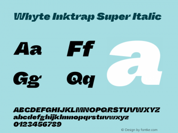 Whyte Inktrap Super Italic Version 1.100 Font Sample