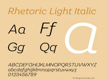 Rhetoric Light Italic Version 1.000图片样张