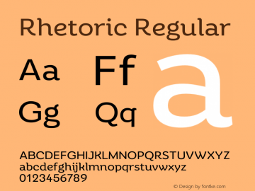 Rhetoric Regular Version 1.000 Font Sample