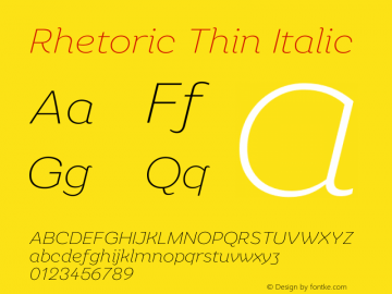 Rhetoric Thin Italic Version 1.000图片样张