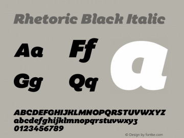 Rhetoric Black Italic Version 1.000图片样张