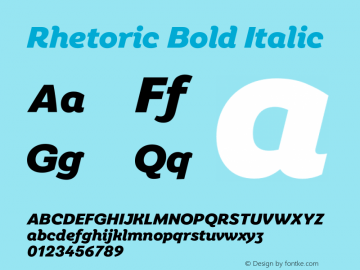 Rhetoric Bold Italic Version 1.000图片样张