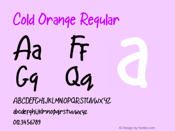 Cold Orange Version 1.00;December 24, 2019;FontCreator 12.0.0.2525 64-bit Font Sample