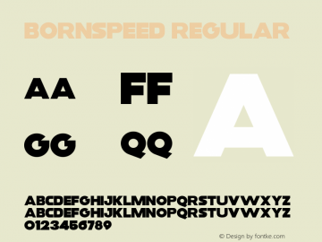 Bornspeed-Regular Version 1.000;PS 001.000;hotconv 1.0.88;makeotf.lib2.5.64775 Font Sample