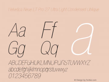 HelveticaNeueLTPro-UltLtCnO Version 1.500;PS 001.005;hotconv 1.0.38 Font Sample