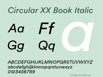 Circular XX Book Italic Version 3.000; build 0002 | wf-rip DC20190530 Font Sample