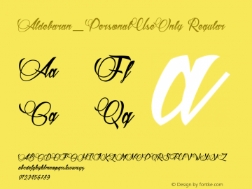 Aldebaran_PersonalUseOnly Version 1.000 2019 initial release Font Sample
