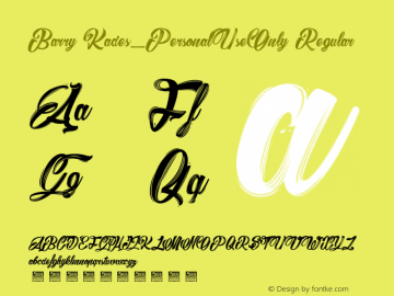 Barry Kades_PersonalUseOnly Version 1.000 2019 initial release Font Sample