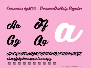Cassandre light2_PersonalUseOnly Version 1.000 2019 initial release Font Sample