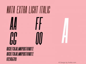 Nata-ExtraLightItalic Version 1.000图片样张