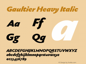 Gaultier Heavy Italic Version 1.000;hotconv 1.0.109;makeotfexe 2.5.65596 Font Sample