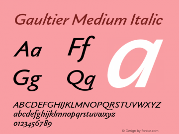 Gaultier Medium Italic Version 1.000;hotconv 1.0.109;makeotfexe 2.5.65596图片样张