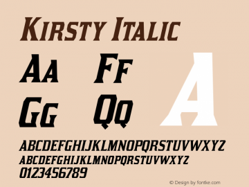 Kirsty Italic OTF 3.000;PS 001.001;Core 1.0.29图片样张