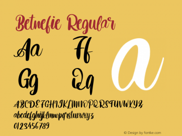 Betnefie Version 1.000 Font Sample