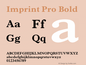 Imprint Pro Bold Version 1.0 Font Sample