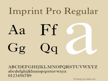 Imprint Pro Regular Version 1.0 Font Sample