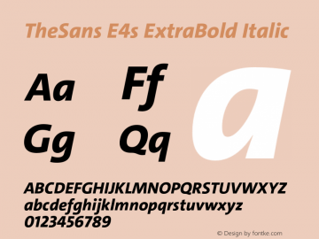 TheSansE4s-ExtraBoldItalic 2.000 Font Sample