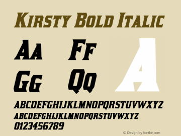 Kirsty Bold Italic Version 2.000 2004图片样张