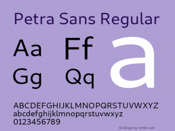 Petra Sans Version 0.101;January 4, 2020;FontCreator 12.0.0.2547 64-bit; ttfautohint (v1.8.3) Font Sample