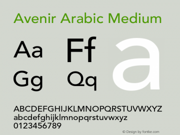 AvenirArabic-Medium Version 1.00 Font Sample