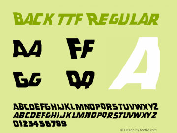 Back ttf Regular Version 2.6; Sep 1, 1885 Font Sample