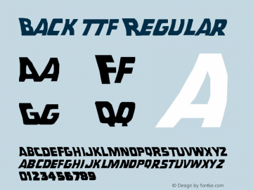 Back ttf Regular Version 3.3; Nov 5, 1955 Font Sample