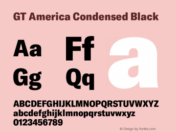 GT America Condensed Black Version 5.001;PS 005.001;hotconv 1.0.88;makeotf.lib2.5.64775图片样张