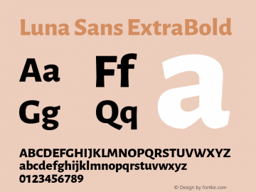 Luna Sans ExtraBold Version 2.001;January 6, 2020;FontCreator 12.0.0.2547 64-bit图片样张