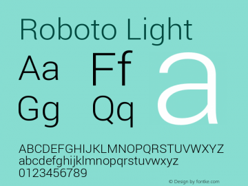 Roboto Light Version 1.200310; 2013; build 20140619图片样张