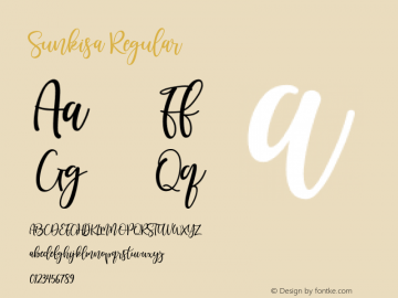 Sunkisa Version 1.00;January 6, 2020;FontCreator 12.0.0.2546 64-bit Font Sample