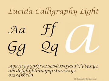 LucidaCalligraphy-Light Version 1.00 Font Sample