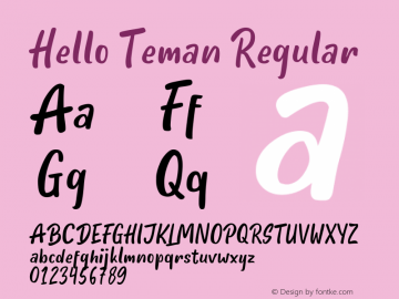 Hello Teman Version 1.00;June 8, 2018 Font Sample