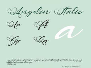 Angelin-Italic Version 1.00;January 4, 2020;FontCreator 11.5.0.2430 64-bit图片样张