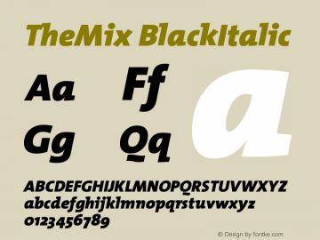 TheMix BlackItalic Version 1.0 Font Sample