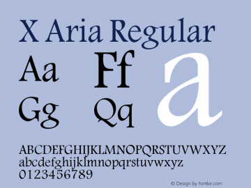 X Aria Version 1.8 Font Sample