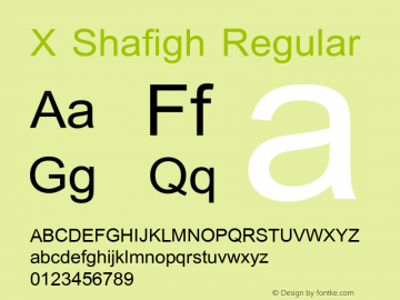 X Shafigh Version 1.8 Font Sample