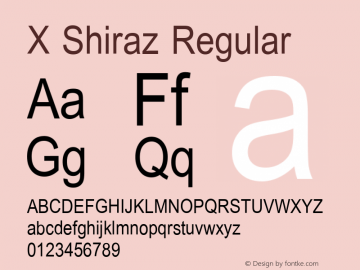 X Shiraz Version 1.8 Font Sample